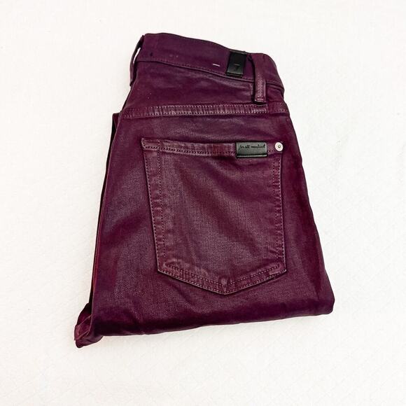 7 For All Mankind Red/Burgundy Straight Leg Skinny Denim Jeans Size 28 - Picture 1 of 8